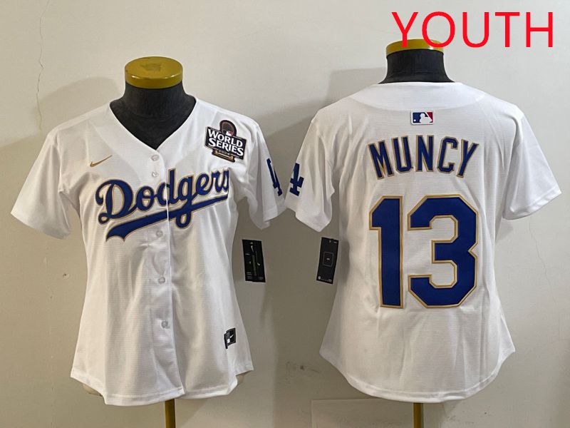 Youth Los Angeles Dodgers 13 Muncy White Gold Game 2025 Nike MLB Jersey style 5
